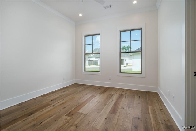 407 Edgefield Mews Cir, Tuscaloosa, AL 35406 - spare room featuring hardwood / wood-style flooring, crown molding, recessed lighting, and ceiling fan