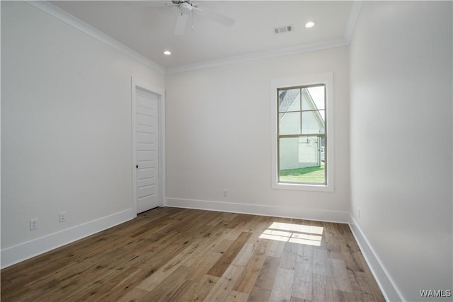407 Edgefield Mews Cir, Tuscaloosa, AL 35406 - empty room featuring ornamental molding, wood finished floors, ceiling fan, and recessed lighting