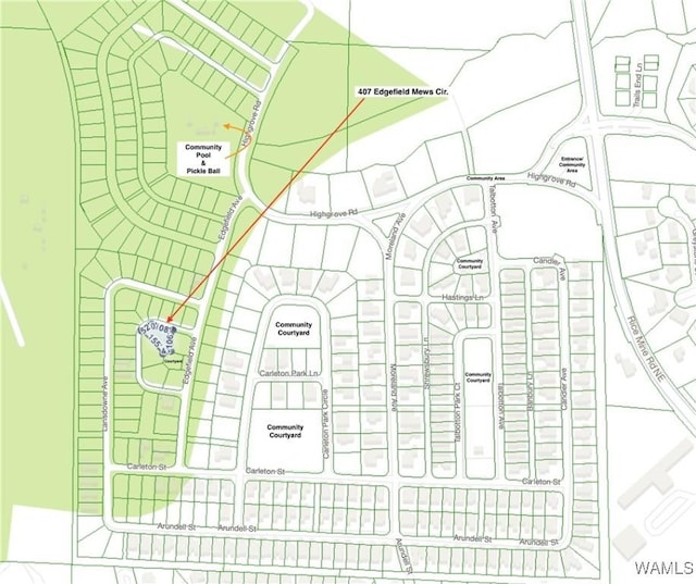 407 Edgefield Mews Cir, Tuscaloosa, AL 35406 - map showing property parcels
