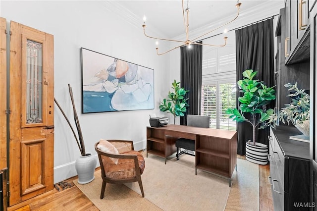 120 Magnolia Cir, Centreville, AL 35042 - office space featuring light wood finished floors, crown molding, and a chandelier