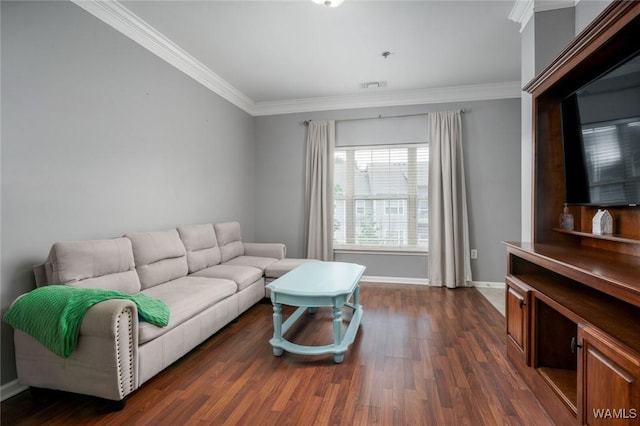 303 Helen Keller Blvd Unit B319, Tuscaloosa, AL 35404 - living area featuring ornamental molding and dark wood-style floors