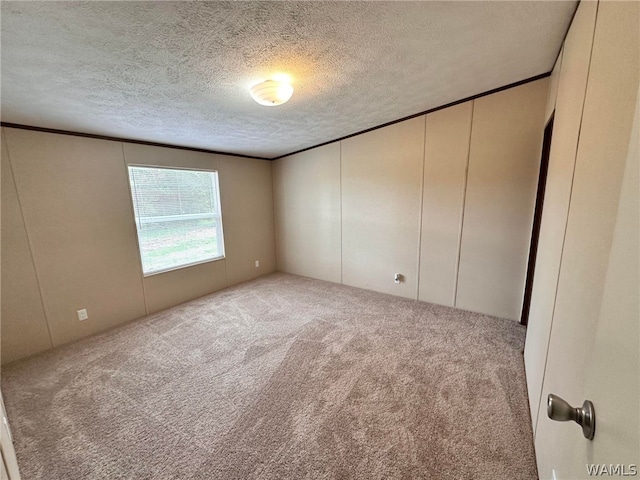 carpeted spare room featuring a textured ceiling