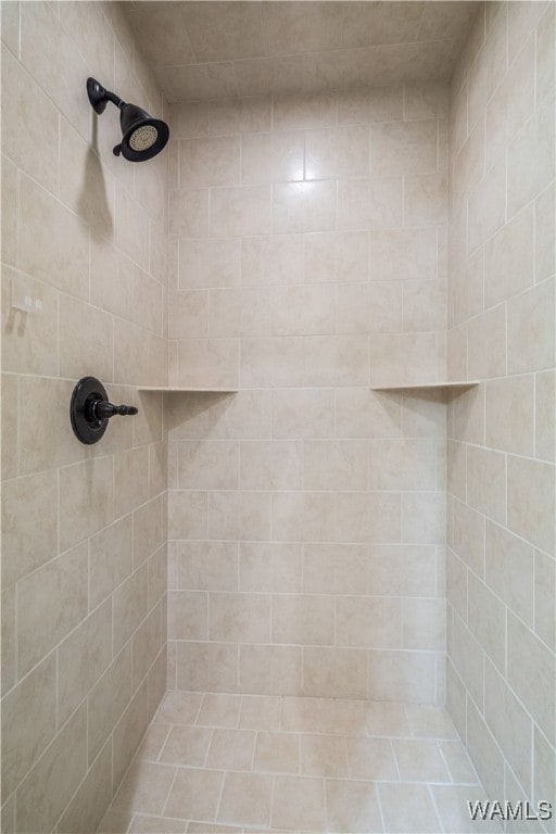 bathroom with tiled shower