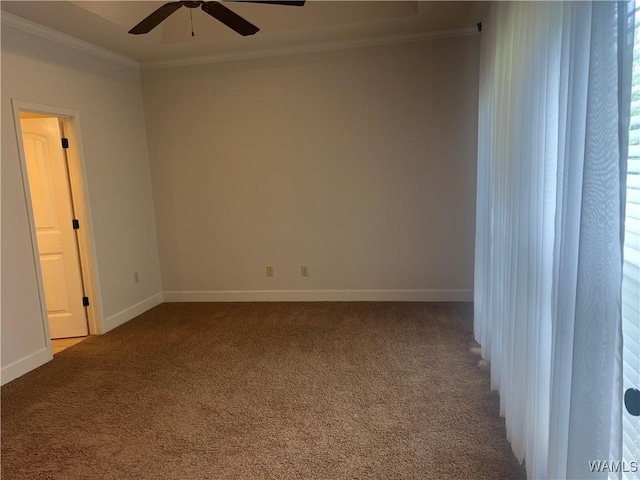 11408 Belle Meade Way, Northport, AL 35475 - unfurnished room featuring crown molding, a ceiling fan, carpet flooring, and baseboards