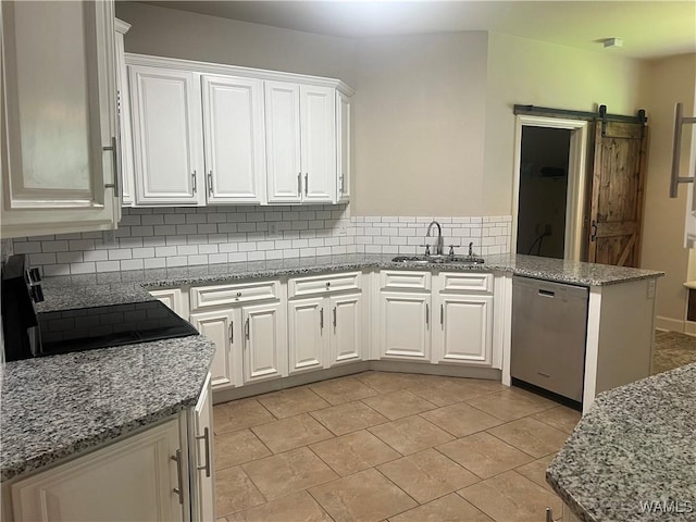 11408 Belle Meade Way, Northport, AL 35475 - kitchen with stainless steel dishwasher, a sink, stove, backsplash, and white cabinets