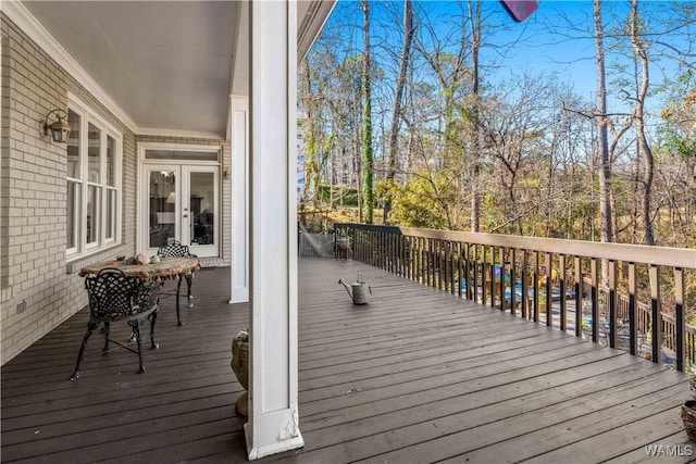 deck featuring french doors