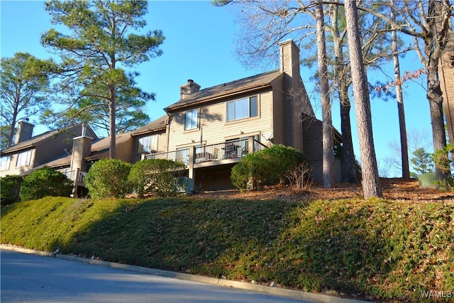 view of front of property with a deck