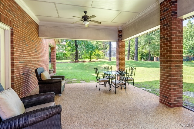 view of patio with ceiling fan