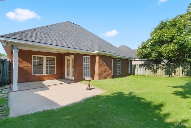 839 Seven Oaks Pl, Tuscaloosa, AL 35406 - rear view of property with roof with shingles, brick siding, a patio area, and french doors