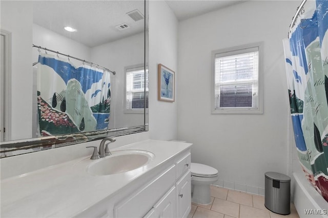 839 Seven Oaks Pl, Tuscaloosa, AL 35406 - bathroom featuring vanity, tile patterned flooring, and shower / bathtub combination with curtain