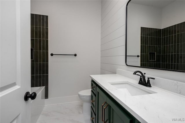 14817 Highpoint Cv, Northport, AL 35475 - bathroom featuring vanity, marble finish floors, and washtub / shower combination