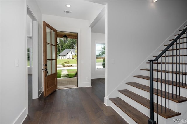 14817 Highpoint Cv, Northport, AL 35475 - entryway with stairway, wood finished floors, and recessed lighting