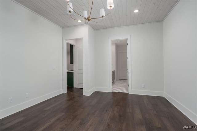 14817 Highpoint Cv, Northport, AL 35475 - spare room featuring wood ceiling, a chandelier, wood finished floors, recessed lighting, and ornamental molding