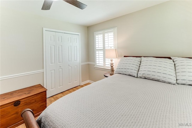 4809 Dove Creek Ave, Northport, AL 35473 - bedroom with a closet, a ceiling fan, and wood finished floors