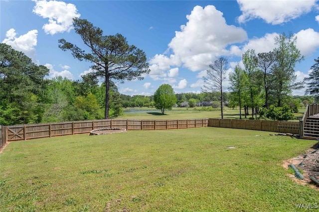 view of yard featuring a fenced backyard