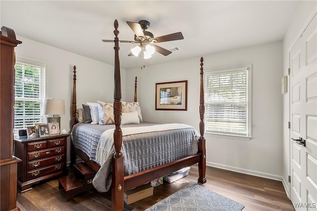 2507 Twin Mnr, Northport, AL 35476 - bedroom with wood finished floors, ceiling fan, and baseboards