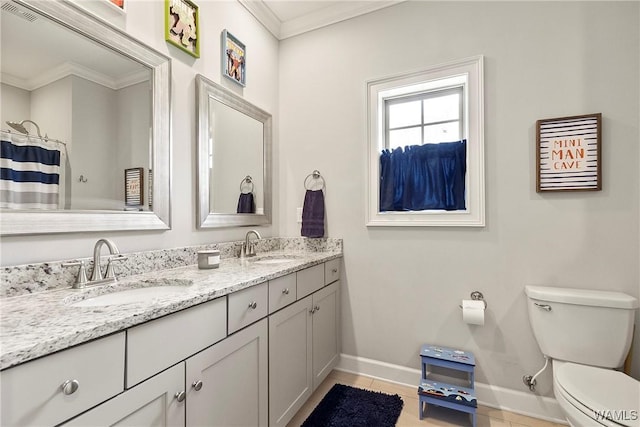 11441 Stella Way, Northport, AL 35475 - full bathroom featuring ornamental molding, double vanity, and tile patterned floors