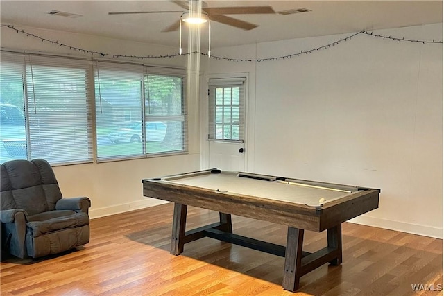 6400 Plantation Ct, Tuscaloosa, AL 35405 - playroom featuring wood finished floors, visible vents, baseboards, ceiling fan, and pool table