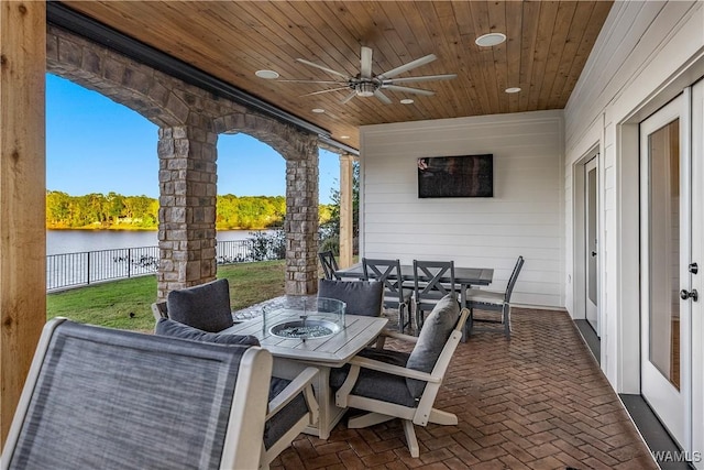 view of patio / terrace with ceiling fan