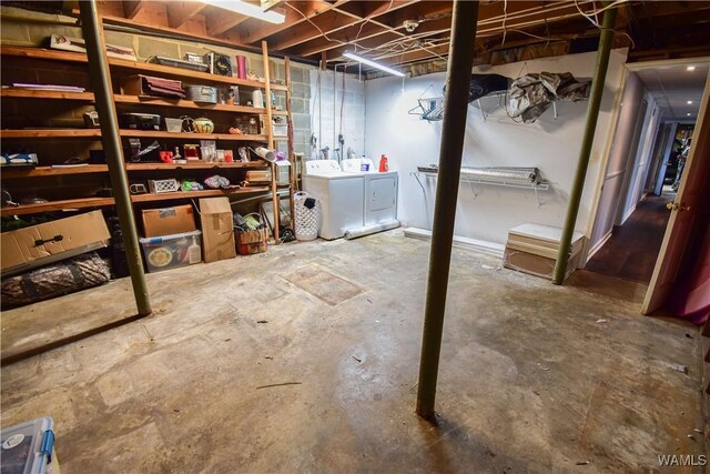3207 33rd St, Northport, AL 35476 - unfinished basement with washing machine and clothes dryer