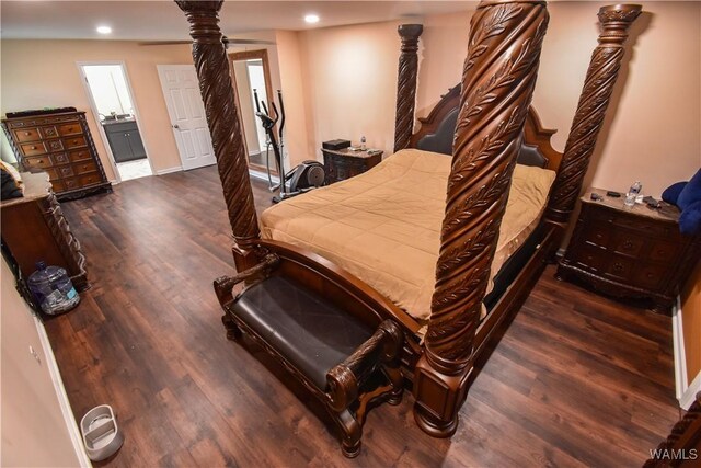 3207 33rd St, Northport, AL 35476 - bedroom featuring ornate columns, wood finished floors, recessed lighting, and baseboards
