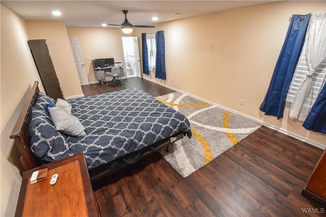 3207 33rd St, Northport, AL 35476 - bedroom featuring recessed lighting, ceiling fan, wood finished floors, and baseboards