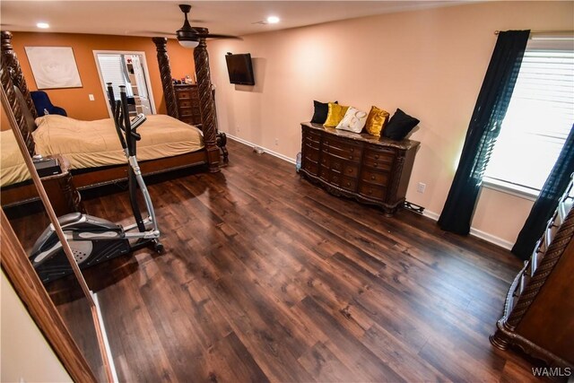 3207 33rd St, Northport, AL 35476 - bedroom with recessed lighting, dark wood-style floors, and baseboards