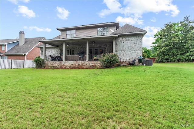 2940 Lake Crest Dr, Tuscaloosa, AL 35406 - back of house featuring a ceiling fan, brick siding, and a patio area