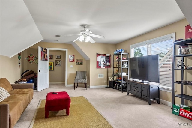 2940 Lake Crest Dr, Tuscaloosa, AL 35406 - living room featuring light carpet and a ceiling fan