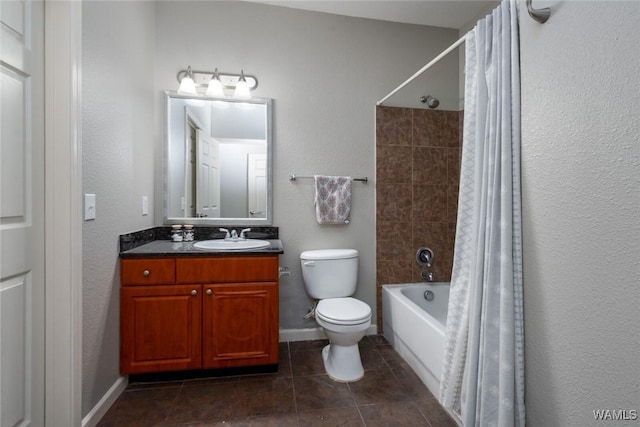 600 13th St E Unit 735, Tuscaloosa, AL 35401 - bathroom with vanity, toilet, tile patterned floors, shower / bath combination with curtain, and baseboards