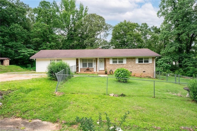 12515 Bone Camp Rd, Northport, AL 35475 - ranch-style home with a porch, crawl space, brick siding, and driveway