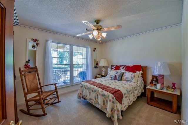 3541 Oak Bend Rd, Tuscaloosa, AL 35406 - bedroom with carpet floors, a textured ceiling, and ceiling fan