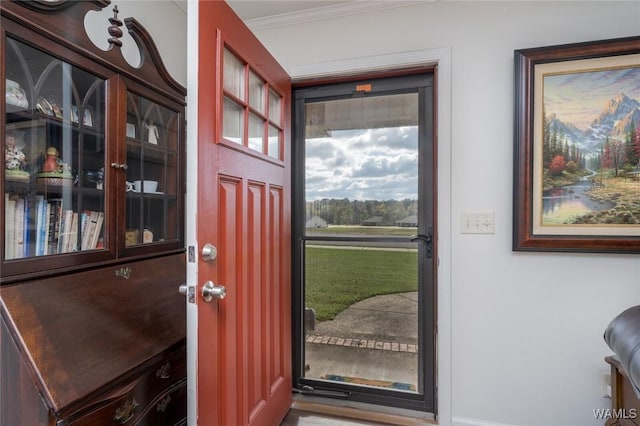 interior space with ornamental molding