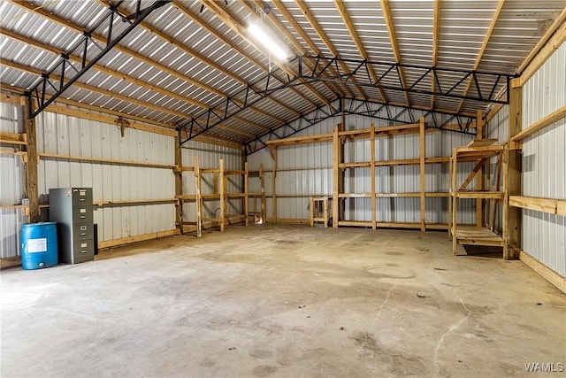 garage featuring metal wall