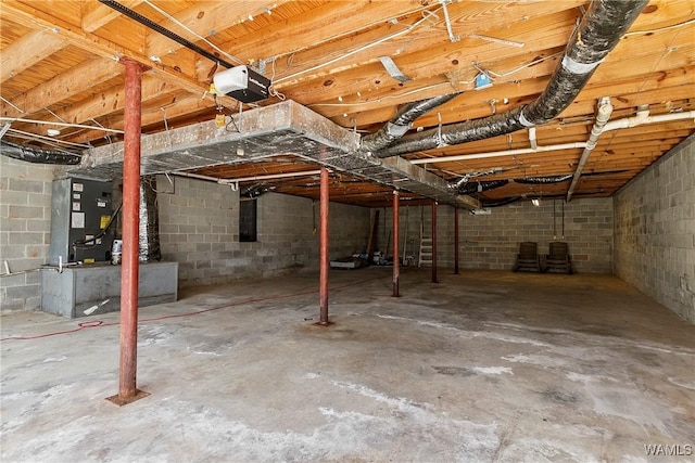 unfinished basement with heating unit