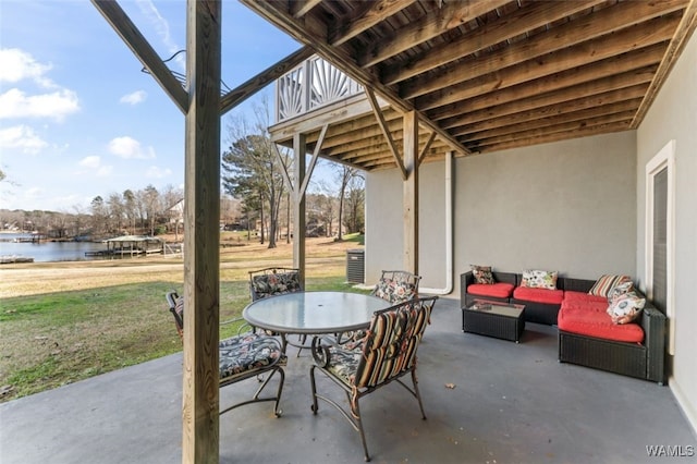 20892 Sharon Dr, Lake View, AL 35111 - view of patio / terrace with an outdoor living space, outdoor dining area, and a water view