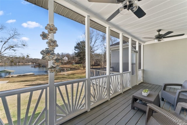 20892 Sharon Dr, Lake View, AL 35111 - wooden deck with a water view and ceiling fan