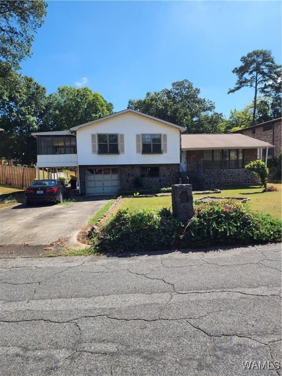 tri-level home with a garage