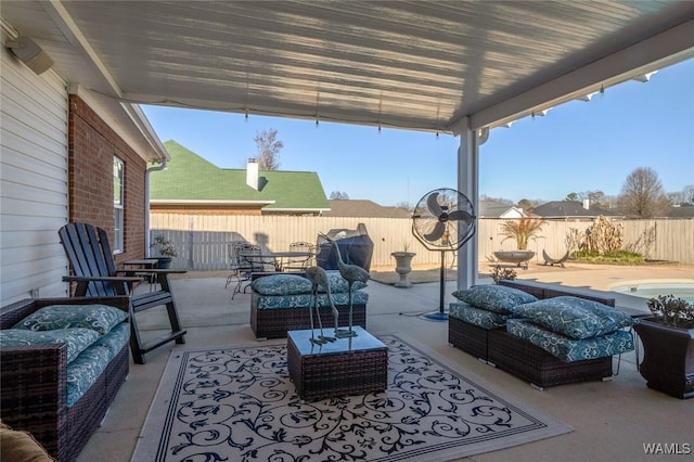 view of patio with an outdoor hangout area