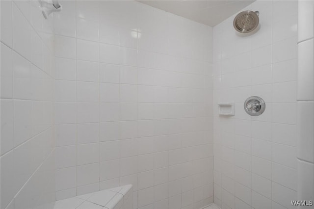 bathroom with a tile shower