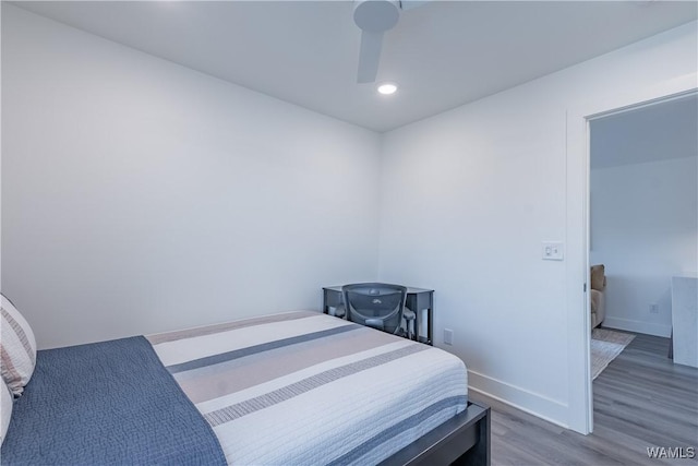 500 Grace St Unit 304, Tuscaloosa, AL 35401 - bedroom with wood finished floors, recessed lighting, and ceiling fan