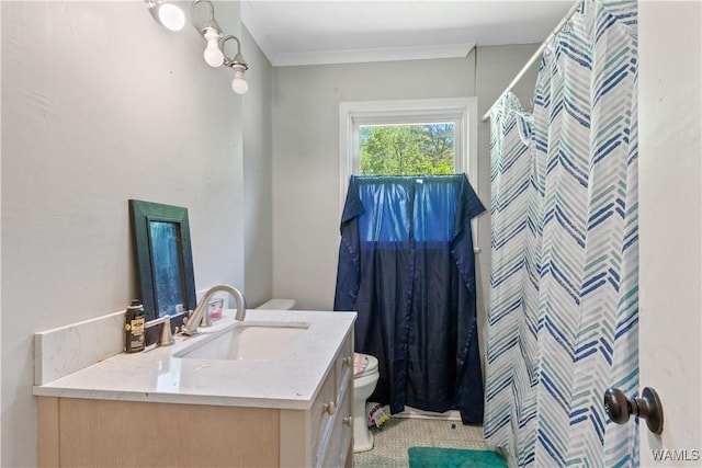 7665 Baptist Campground Rd, Northport, AL 35473 - full bath featuring toilet, vanity, and ornamental molding