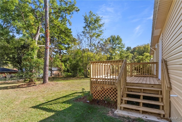 view of yard with a deck