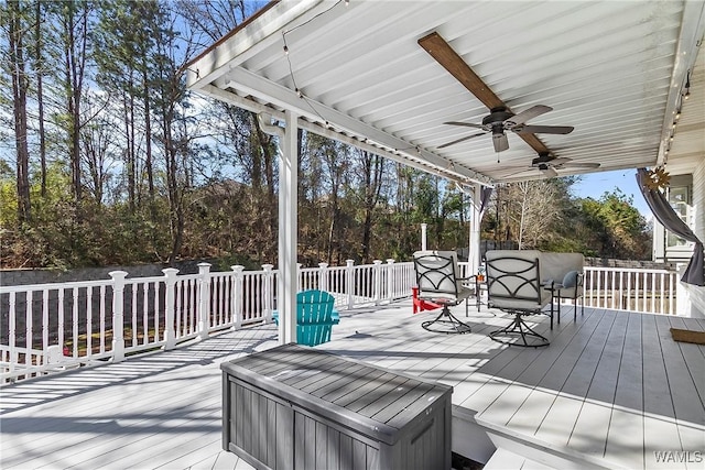 deck featuring a ceiling fan