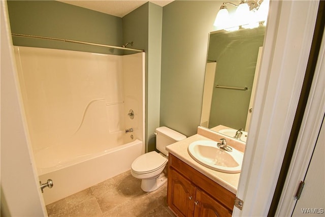 full bathroom with vanity, toilet, and tub / shower combination