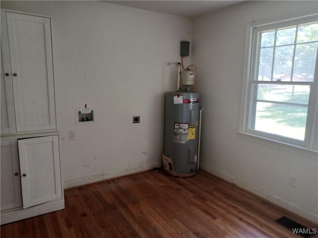 utilities featuring visible vents and electric water heater
