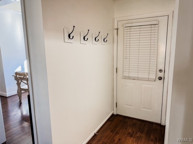 entryway with dark hardwood / wood-style flooring