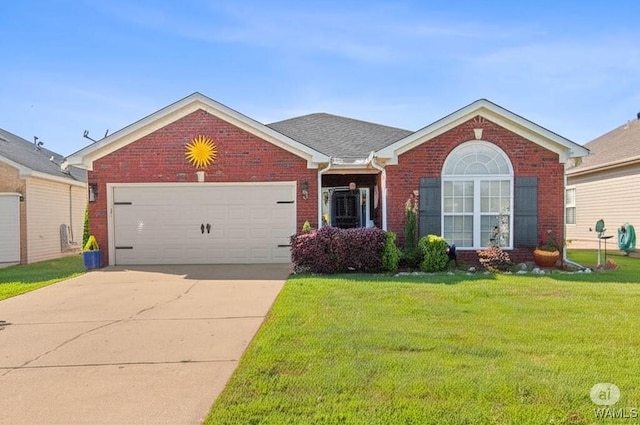 4468 21st St, Northport, AL 35476 - ranch-style home with brick siding, a front lawn, concrete driveway, and an attached garage