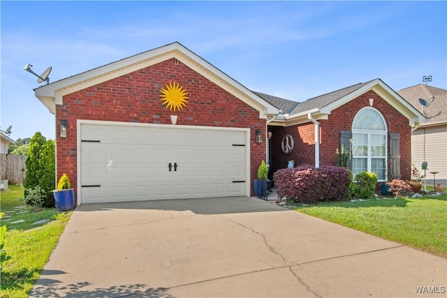 4468 21st St, Northport, AL 35476 - ranch-style house with brick siding, concrete driveway, a garage, and a front lawn