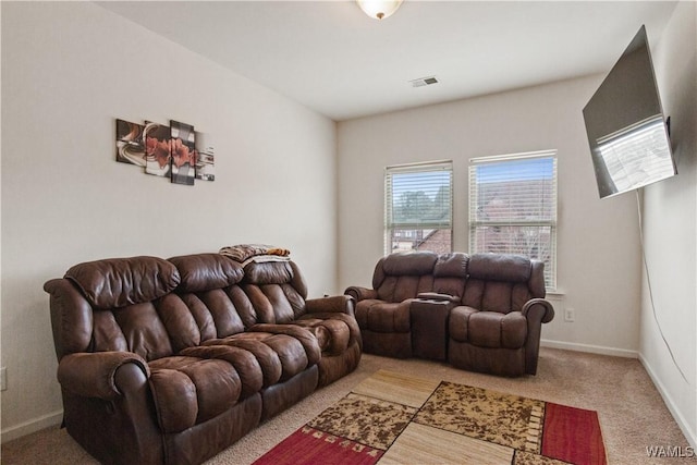 living room with carpet floors